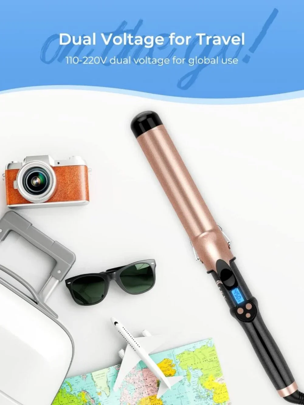 Large 1.5 Inch Curling Iron for Long Hair | Dual Voltage, Ceramic, Auto Shut Off